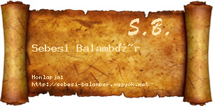 Sebesi Balambér névjegykártya